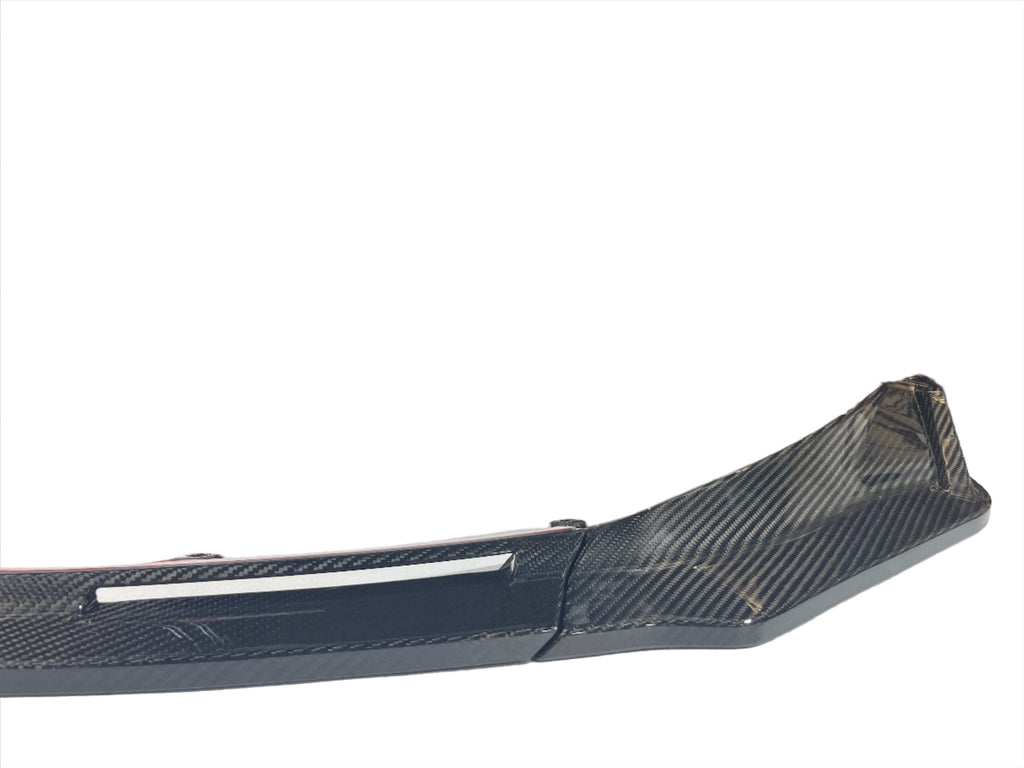 Kies Motorsports — close-up detail of Kies Carbon G80/82 M3/M4 Dry Carbon Fiber V-Style Front Lip