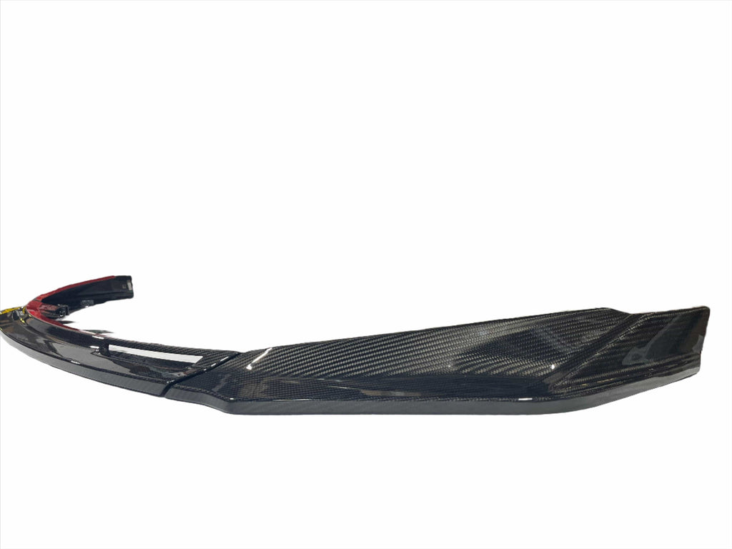 Kies Motorsports — installed on-vehicle shot of Kies Carbon G80/82 M3/M4 Dry Carbon Fiber V-Style Front Lip