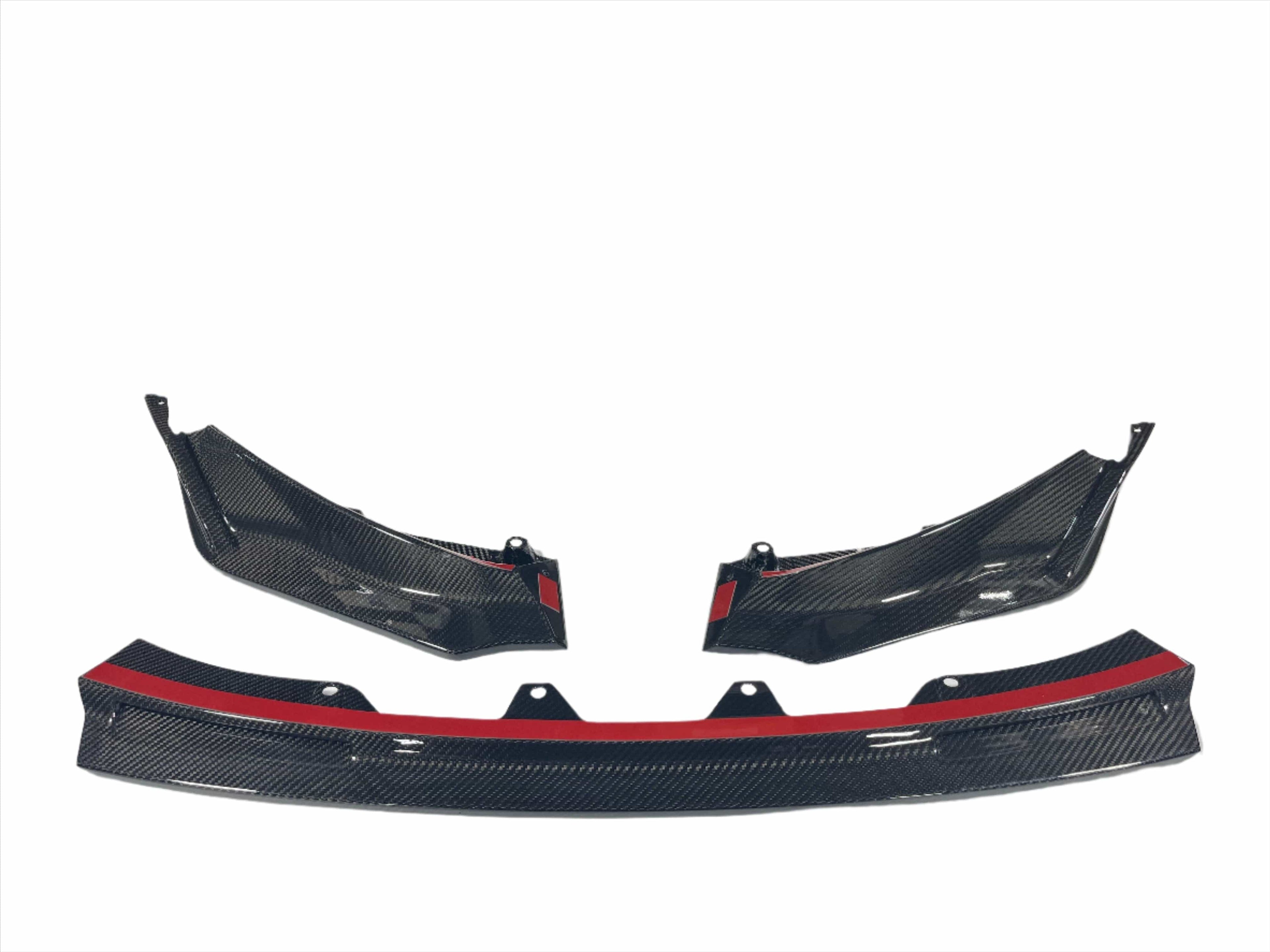 Kies Motorsports — side profile of Kies Carbon G80/82 M3/M4 Dry Carbon Fiber V-Style Front Lip