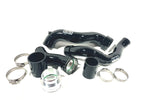 Kies Motorsports — MINI F54 F55 F56 F57 B48 charge pipe and boost pipe combo, installed on vehicle, rear three-quarter view, F54 F55 F56 F57