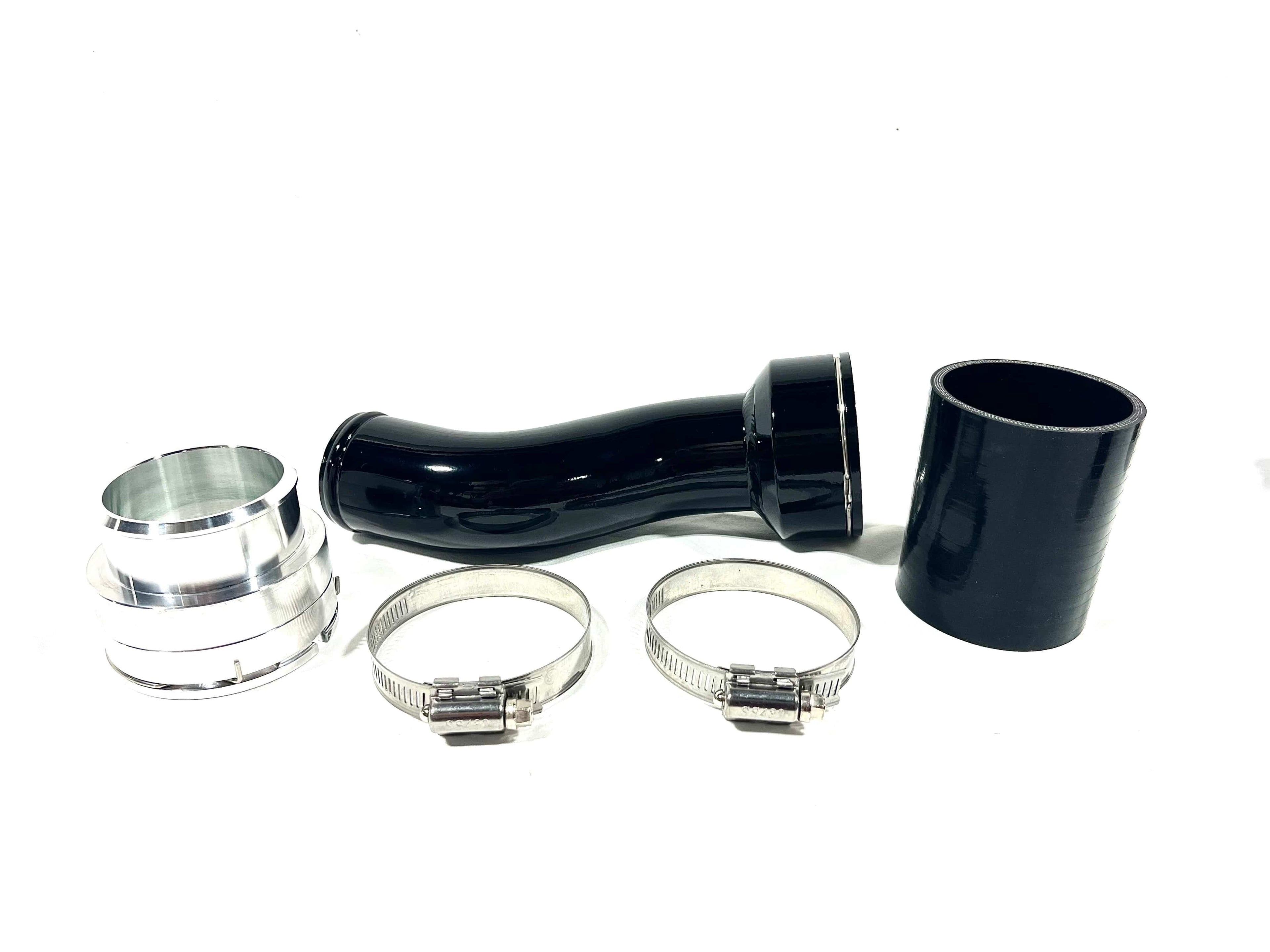 Kies Motorsports — MINI F54 F55 F56 F57 B48 charge pipe and boost pipe combo, close-up detail of finish and mounting points, F54 F55 F56 F57
