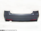 Kies Motorsports — BMW F30 rear bumper conversion, angle view showing profile and fitment for F30