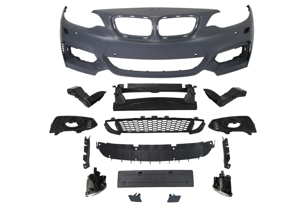 Kies Motorsports — BMW F22 front bumper, close-up detail of finish and mounting points, F22