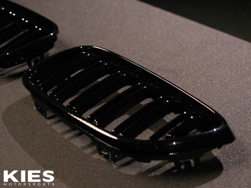 Kies Motorsports — Kies dual slat grille side angle showing depth and gloss black contrast on BMW 2-Series