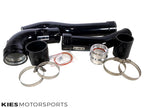 Kies Motorsports — Kies N20 charge pipe close-up showing mandrel-bent aluminum and black powdercoat