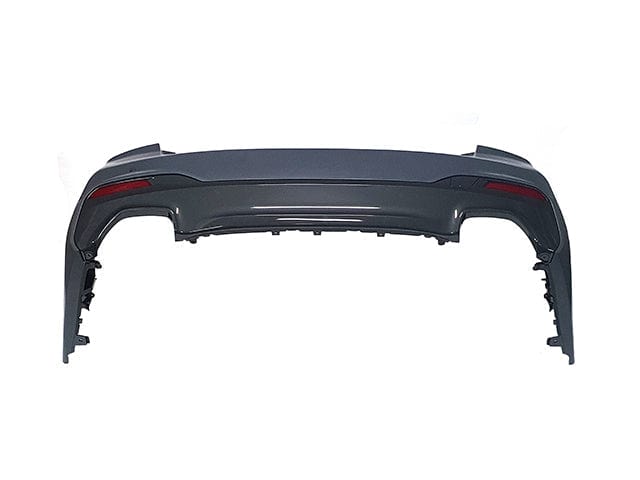 Kies Motorsports — BMW G30 rear diffuser, installed on vehicle, rear three-quarter view, G30