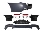 Kies Motorsports — BMW G30 rear bumper conversion, front angle showing aggressive styling, G30