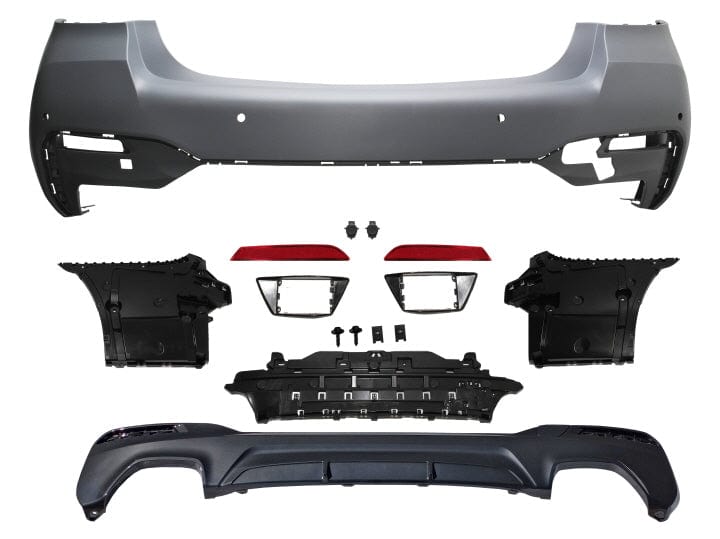 Kies Motorsports — BMW G30 rear bumper conversion, full product view on white background, G30 fitment Main image