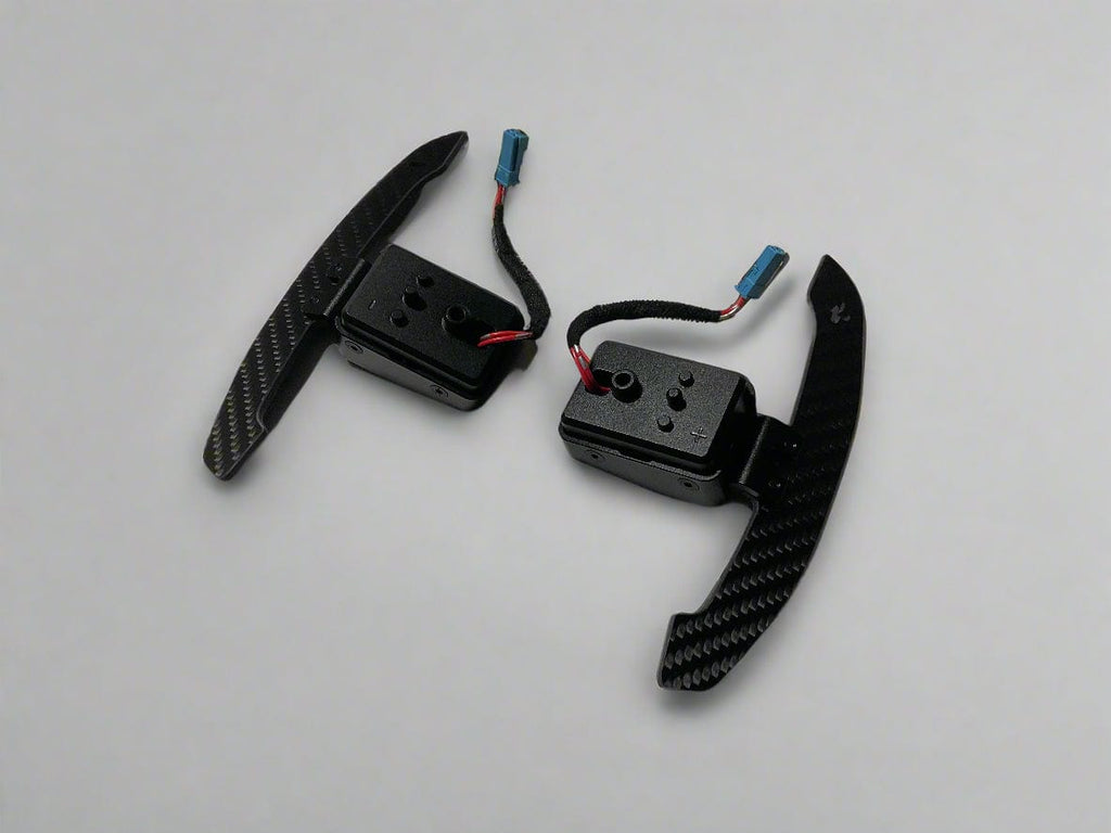 Kies Motorsports — installed on-vehicle shot of KIES Motorsports Carbon Fiber Magnetic Paddle Shifters for BMW / Mini / Toyota Supra - F Series / G Series / A90 - A91