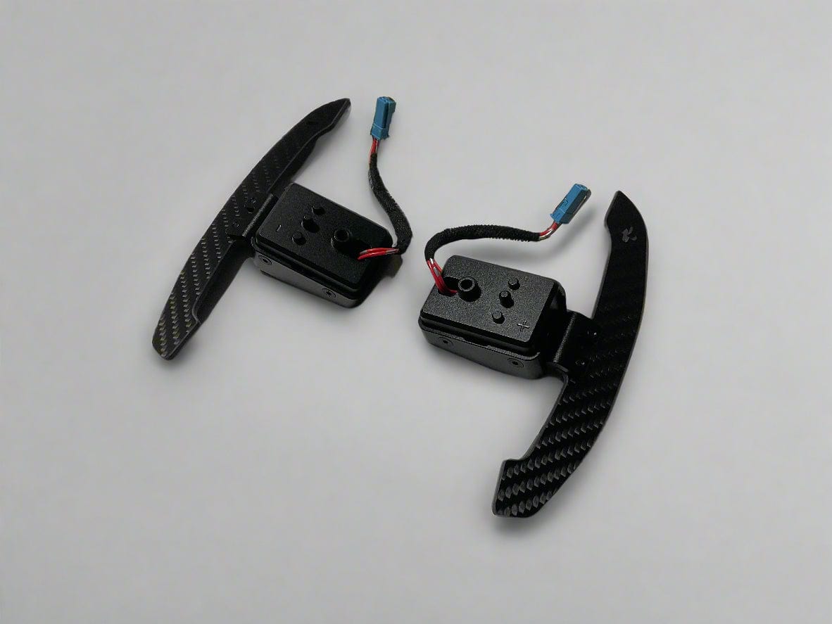 Kies Motorsports — installed on-vehicle shot of KIES Motorsports Carbon Fiber Magnetic Paddle Shifters for BMW / Mini / Toyota Supra - F Series / G Series / A90 - A91