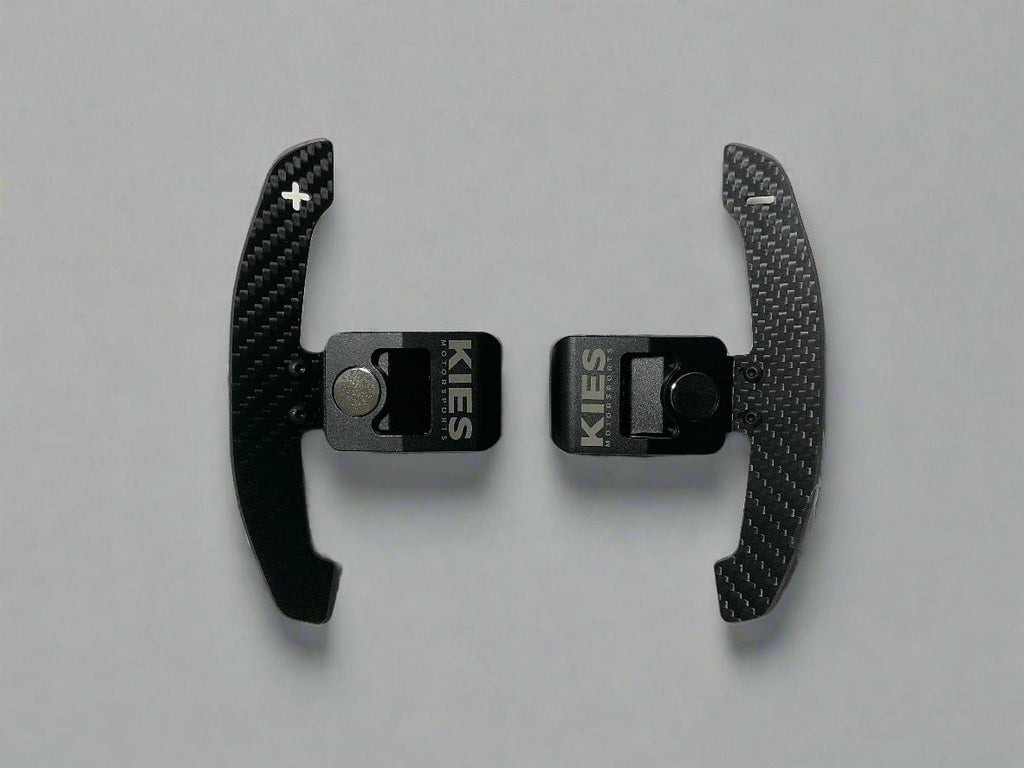 Kies Motorsports — front angle view of KIES Motorsports Carbon Fiber Magnetic Paddle Shifters for BMW / Mini / Toyota Supra - F Series / G Series / A90 - A91