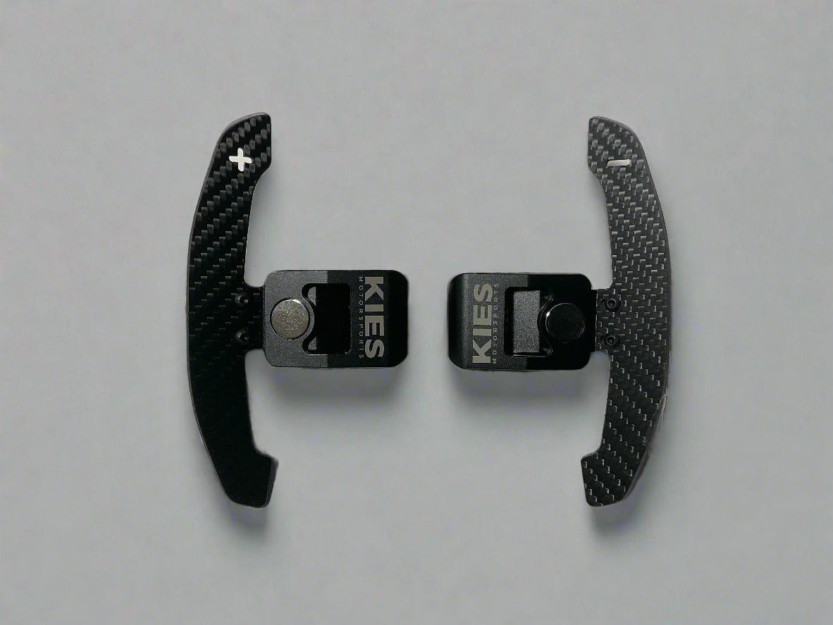 Kies Motorsports — front angle view of KIES Motorsports Carbon Fiber Magnetic Paddle Shifters for BMW / Mini / Toyota Supra - F Series / G Series / A90 - A91