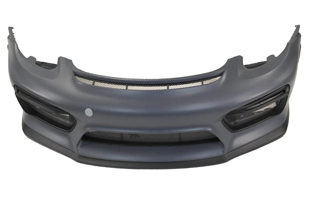 Kies Motorsports — Porsche front bumper, installed on vehicle, rear three-quarter view,