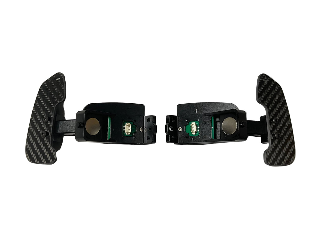 Kies Motorsports — alternate angle of Kies Motorsports Porsche 992 Aluminum Alloy (Black) w/ Carbon Fiber Option Magnetic Paddle Shifters