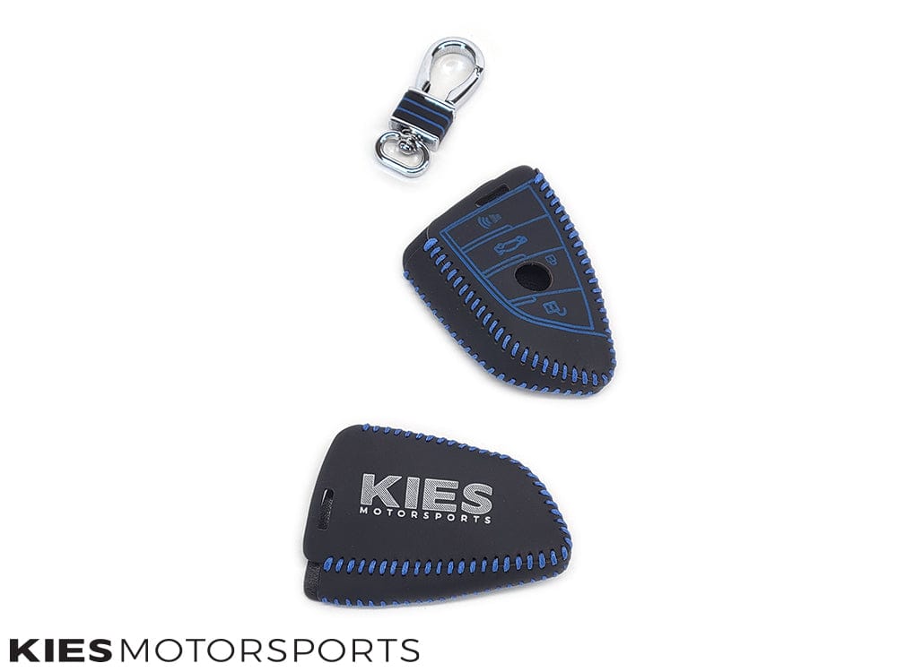 Kies Motorsports — Kies leather keychain in hand showing compact size and premium feel