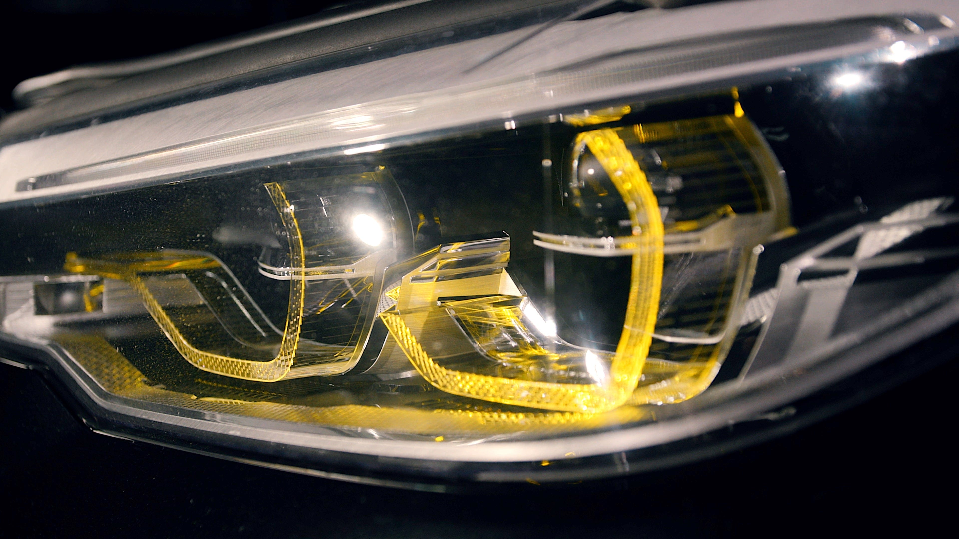 Kies Motorsports — detailed texture shot of Kies Motorsports Yellow DRL Harness for Headlights BMW F90 M5