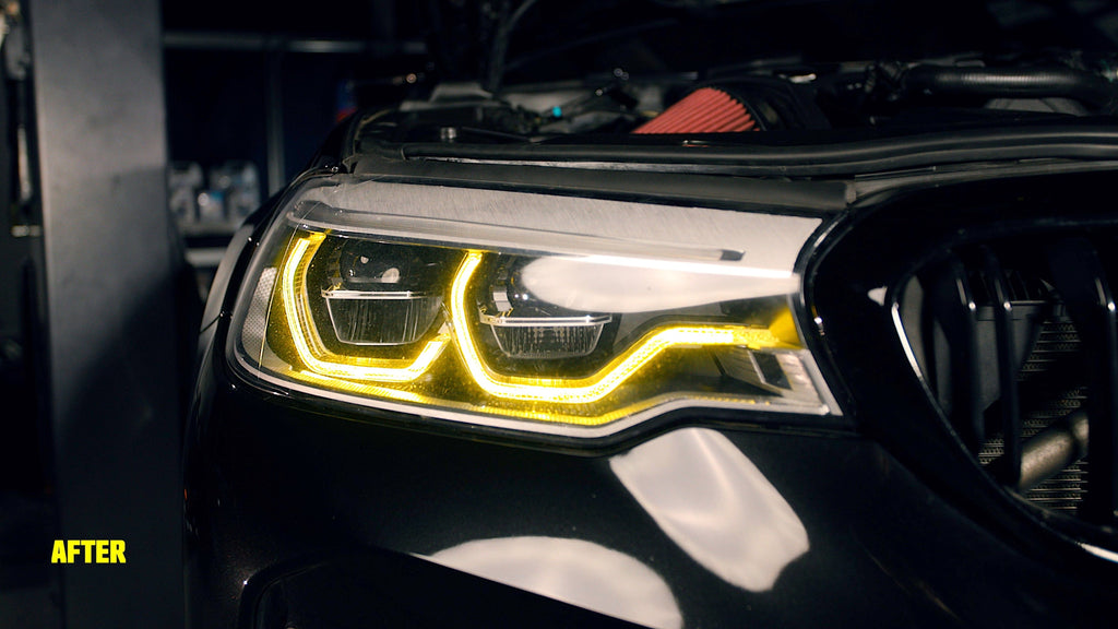 Kies Motorsports — alternate angle of Kies Motorsports Yellow DRL Harness for Headlights BMW F90 M5