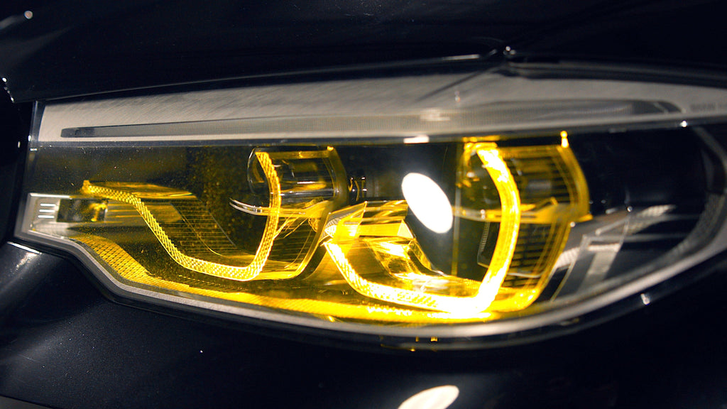 Kies Motorsports — rear angle view of Kies Motorsports Yellow DRL Harness for Headlights BMW F90 M5