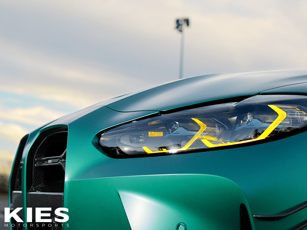 Kies Motorsports — rear angle view of Kies Motorsports Yellow DRL Harness for Headlights BMW G80/G82/G83
