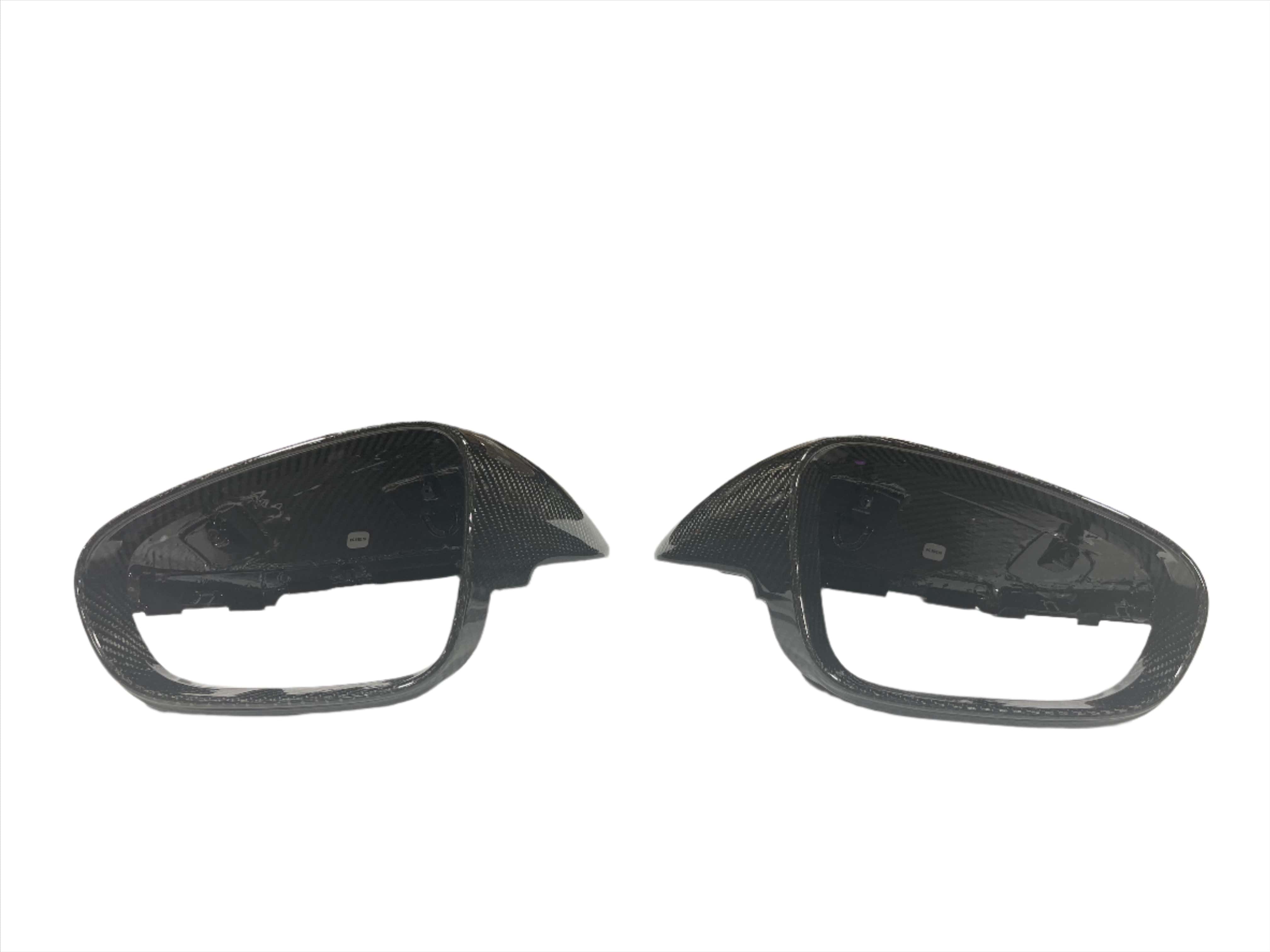 Kies Motorsports — front angle view of Kies Porsche 992 911 (2019-2024) Dry Carbon Fiber Gloss Mirror Cap Replacement Main image
