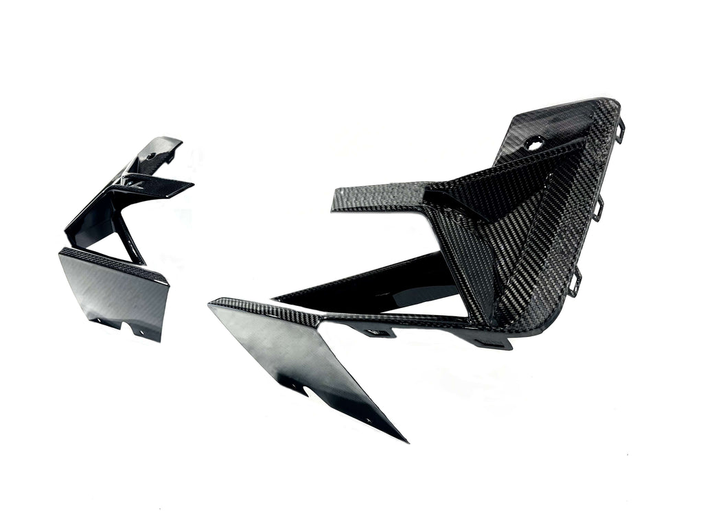 Kies Motorsports — close-up detail of Kies Carbon F97/F98 X3M/X4M 2022+ Dry Carbon Fiber S-Style Outer Front Bumper Vent Replacement (LCI)