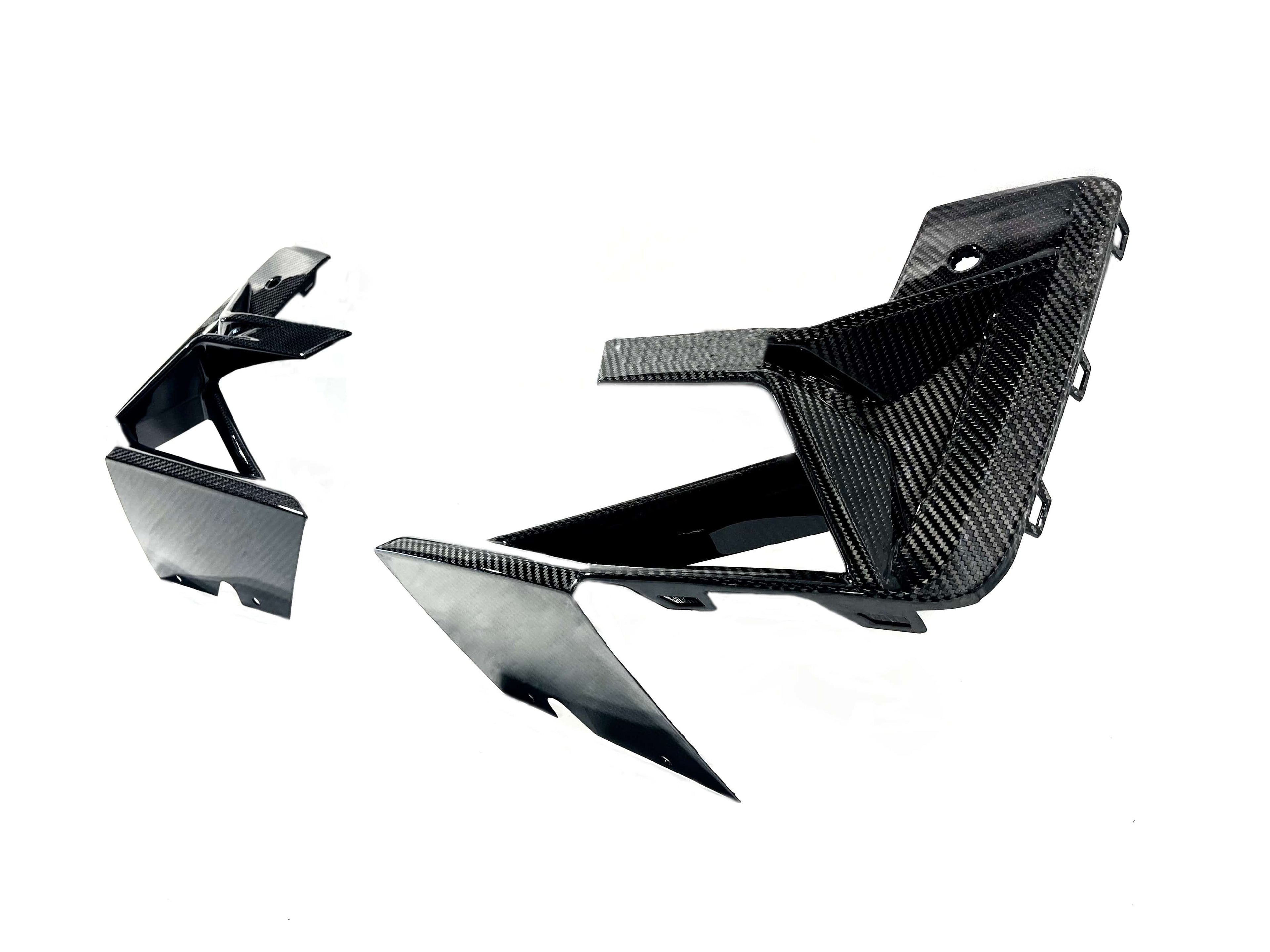 Kies Motorsports — close-up detail of Kies Carbon F97/F98 X3M/X4M 2022+ Dry Carbon Fiber S-Style Outer Front Bumper Vent Replacement (LCI)