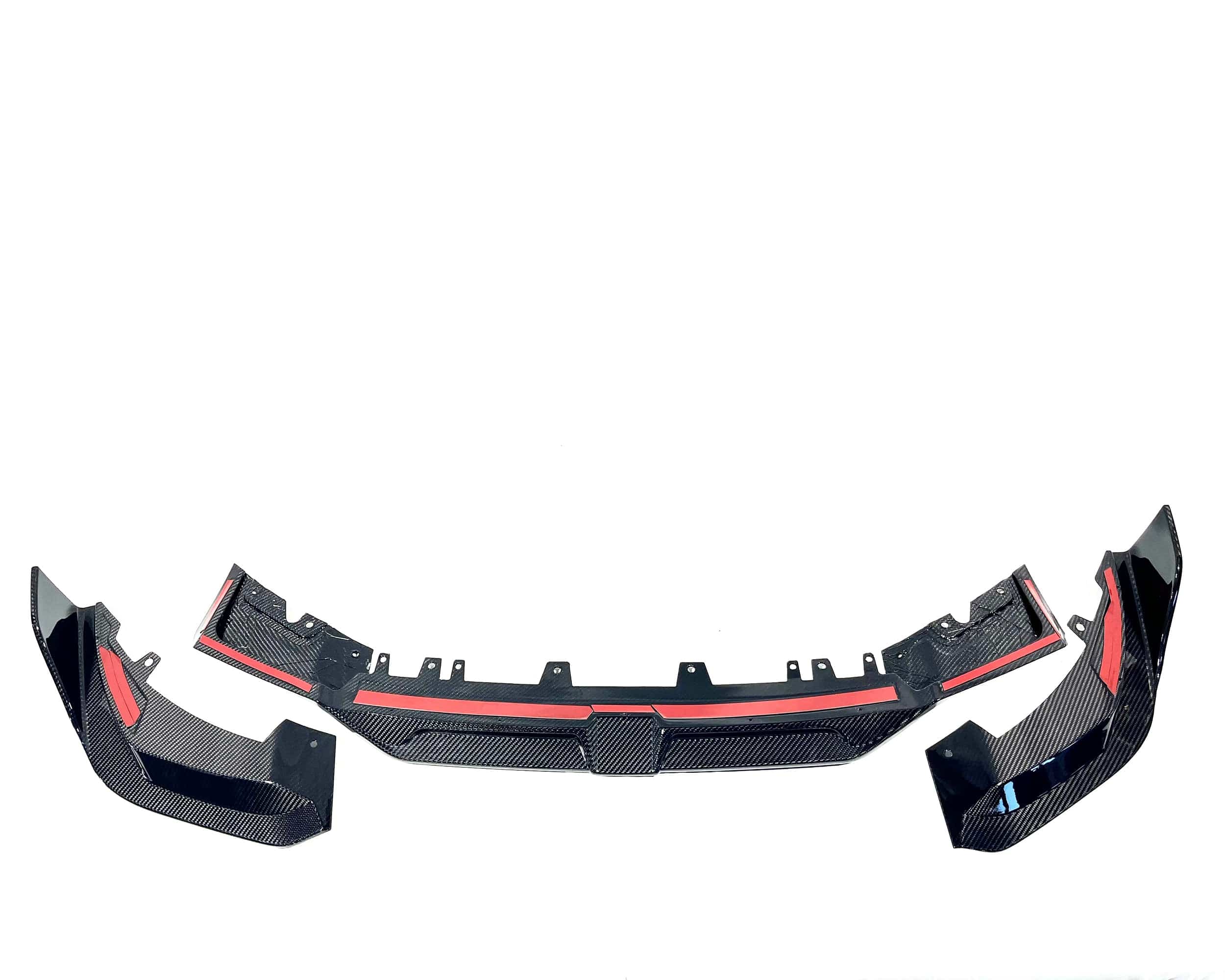 Kies Motorsports — rear angle view of Kies Carbon F97/ F98 X3M/ X4M Dry Carbon Fiber S-Style 3 Piece Front Lip (LCI)