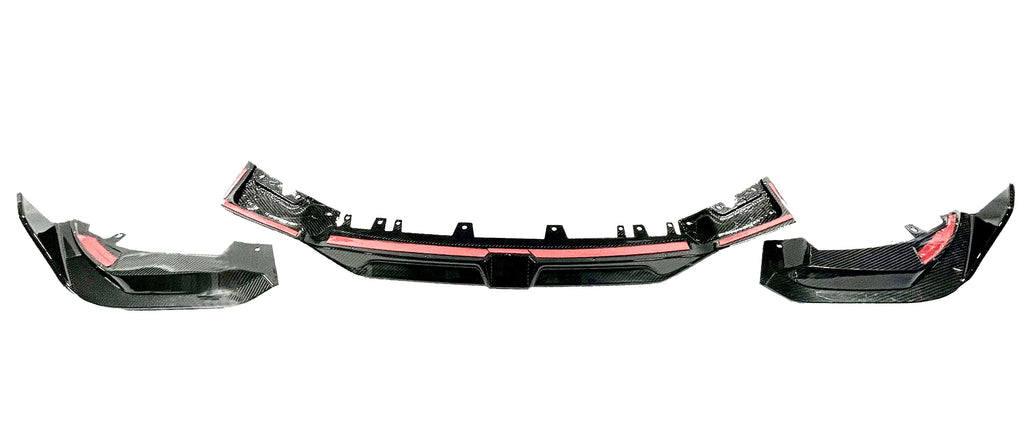 Kies Motorsports — close-up detail of Kies Carbon F97/ F98 X3M/ X4M Dry Carbon Fiber S-Style 3 Piece Front Lip (LCI)