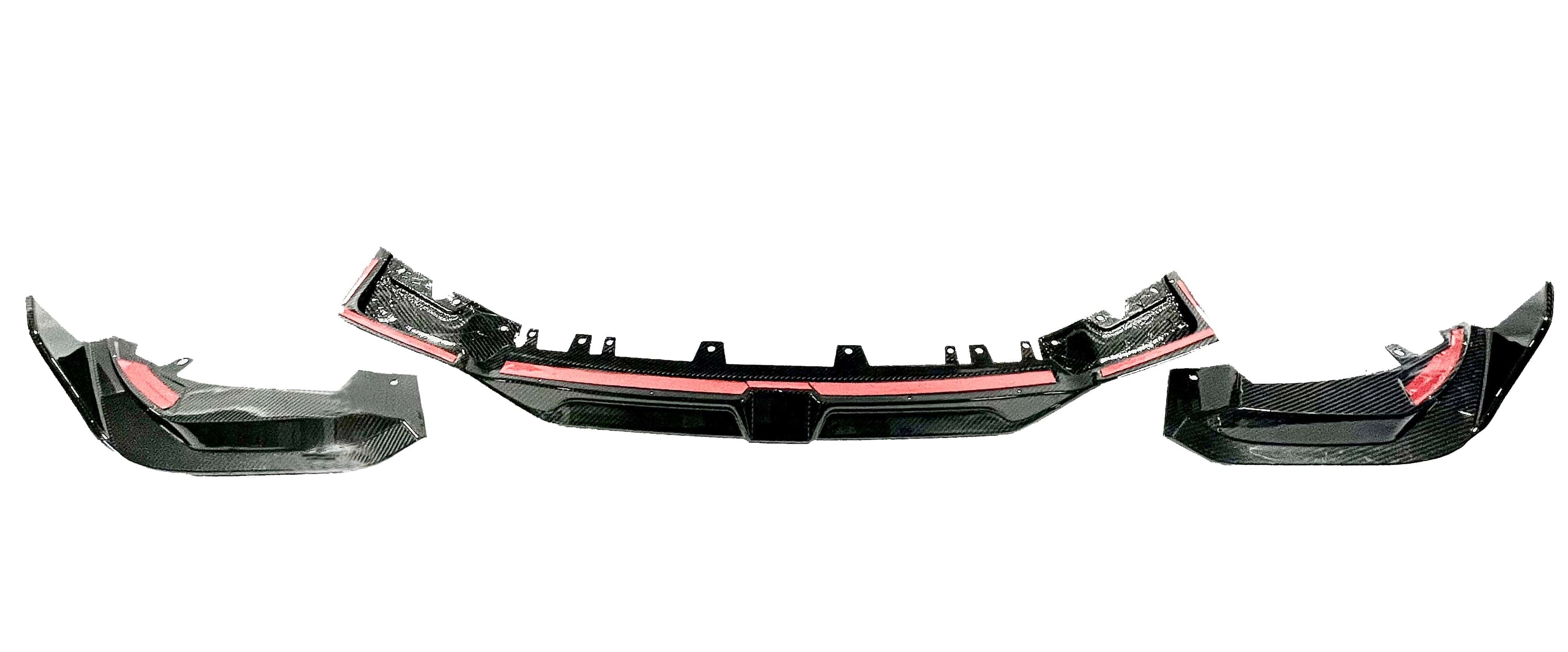 Kies Motorsports — close-up detail of Kies Carbon F97/ F98 X3M/ X4M Dry Carbon Fiber S-Style 3 Piece Front Lip (LCI)