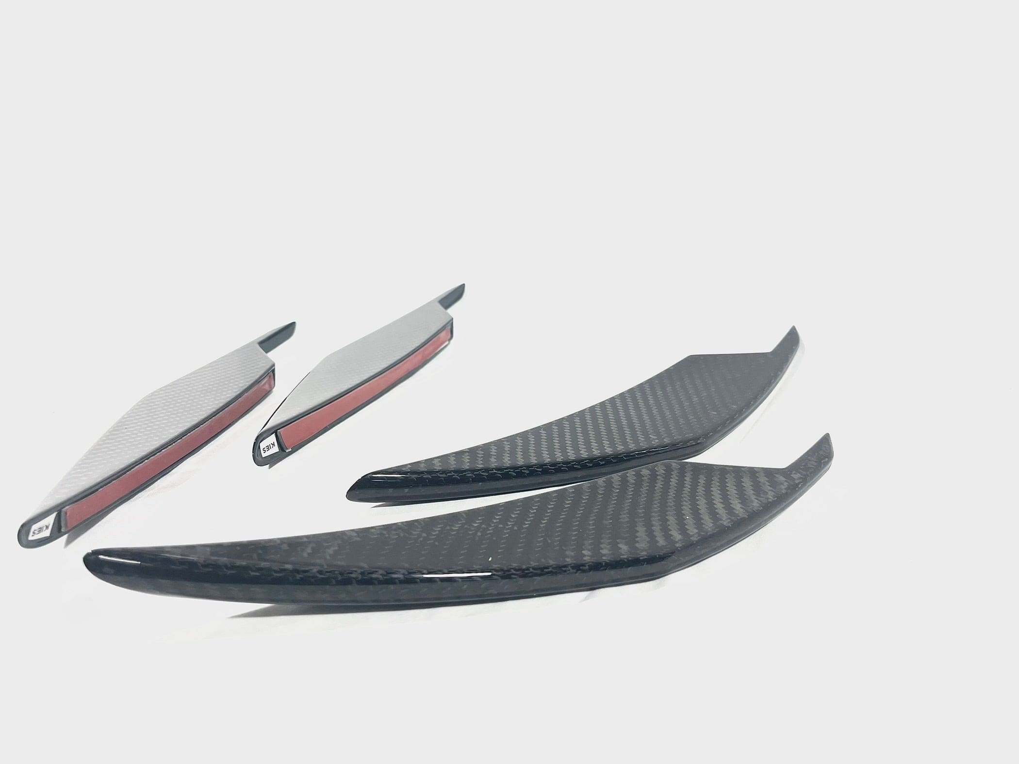 Kies Motorsports — close-up detail of 2020-2025 BMW M3 (G80) / M4 (G82 / G83) Dry Carbon Fiber 4pc AC Style Canard Set
