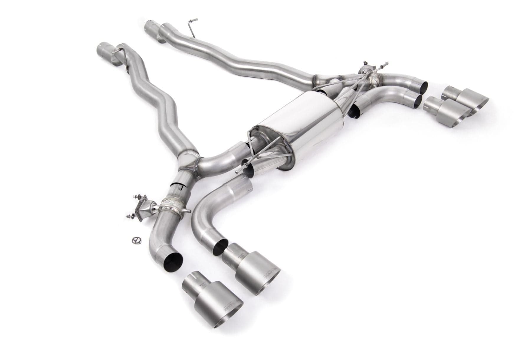 Kies-Motorsports Kies Motorsports OPF/GPF BACK SYSTEM WITH BRUSHED TITANIUM GT-100 TRIMS - ECE APPROVED Main image
