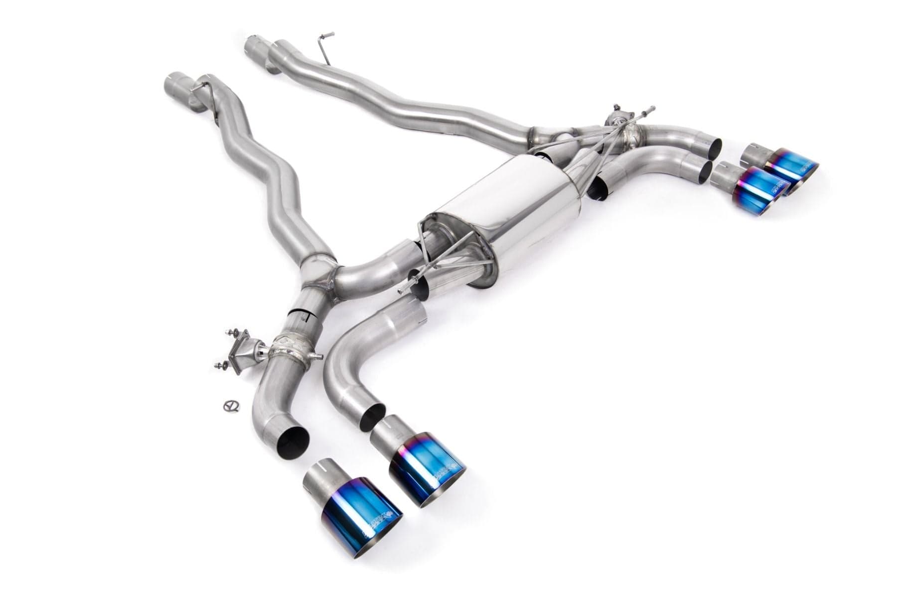 Kies-Motorsports Kies Motorsports OPF/GPF BACK SYSTEM WITH BRUSHED TITANIUM GT-100 TRIMS - ECE APPROVED Burnt Titanium