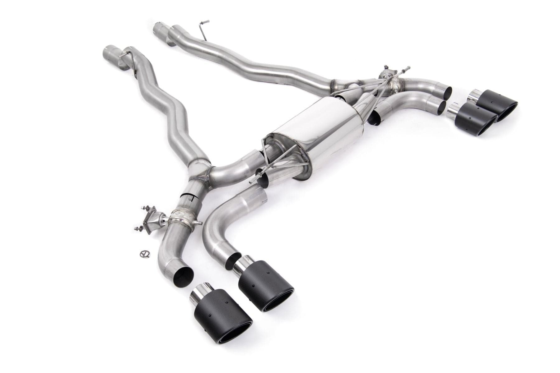 Kies-Motorsports Kies Motorsports OPF/GPF BACK SYSTEM WITH BRUSHED TITANIUM GT-100 TRIMS - ECE APPROVED Carbon Fibre