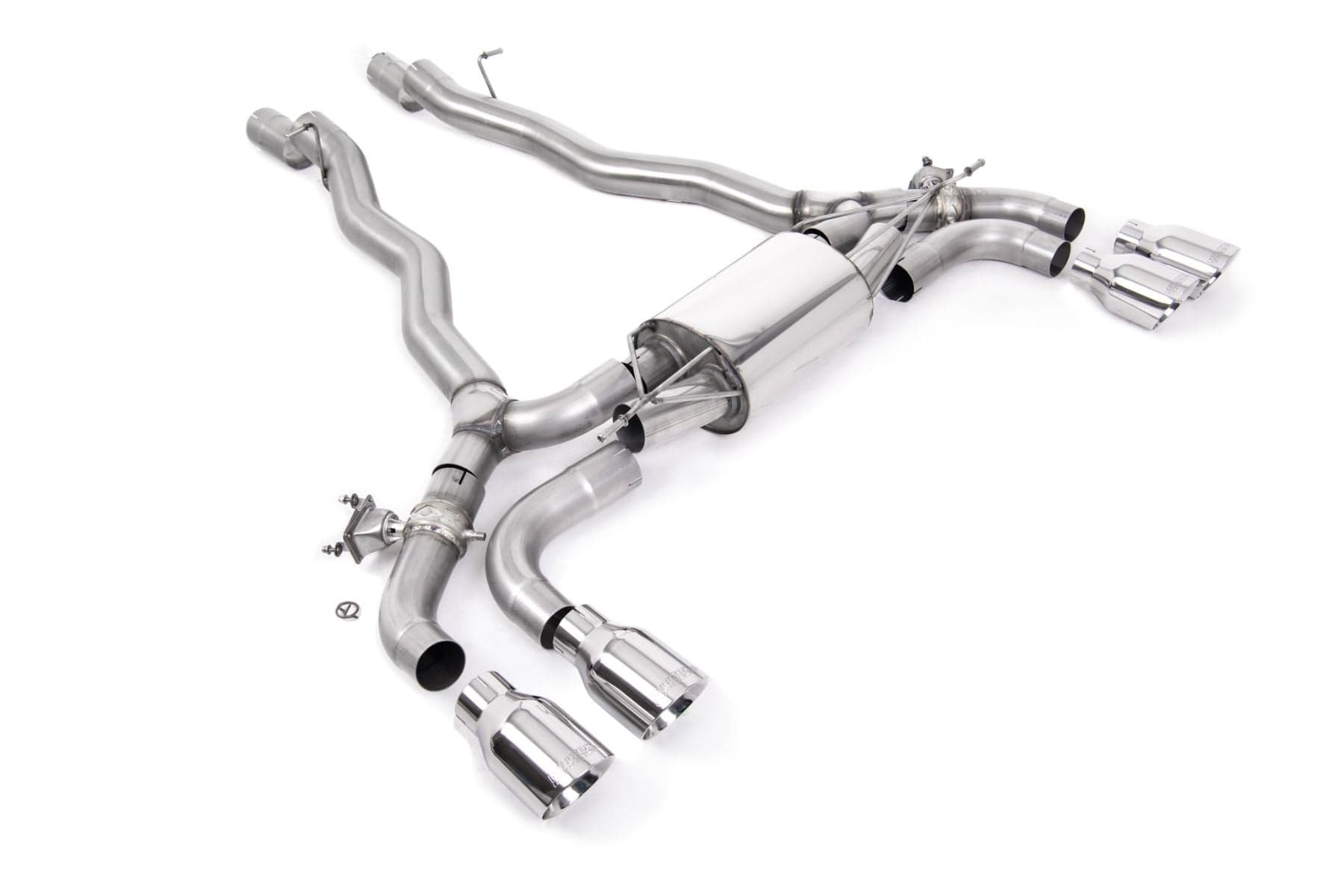 MILLTEK F90 M5 OPF/GPF BACK SYSTEM WITH BRUSHED TITANIUM GT-100 TRIMS - ECE APPROVED Secondary image