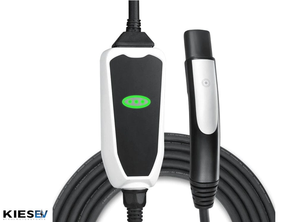 Kies Motorsports — front angle view of Lectron Level 1 / Level 2 Charger (16A / 32A) - with Dual Plugs (NEMA 5-15 & 14-50)