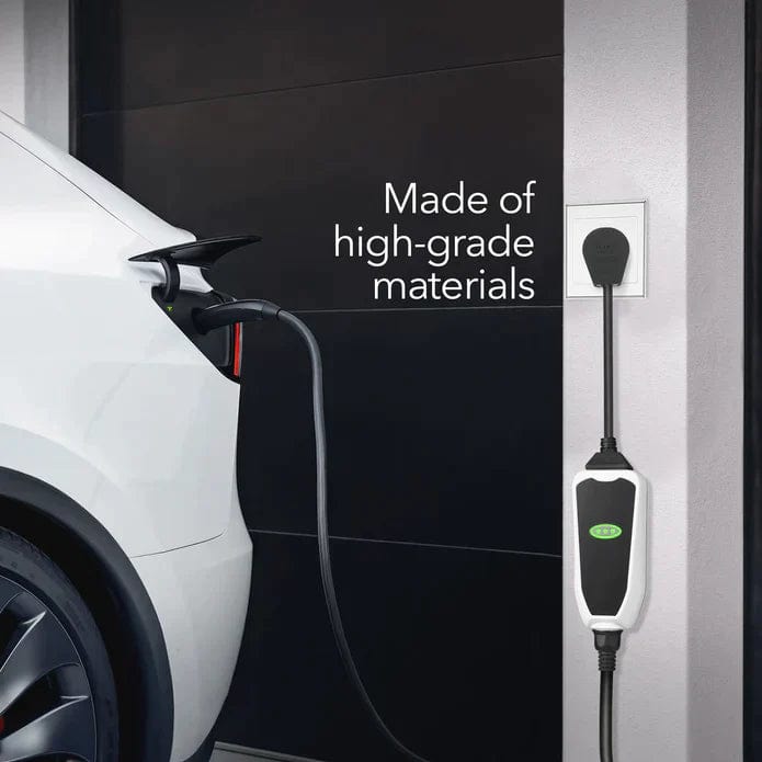 Kies Motorsports — installed on-vehicle shot of Lectron Level 1 / Level 2 Charger (16A / 32A) - with Dual Plugs (NEMA 5-15 & 14-50)