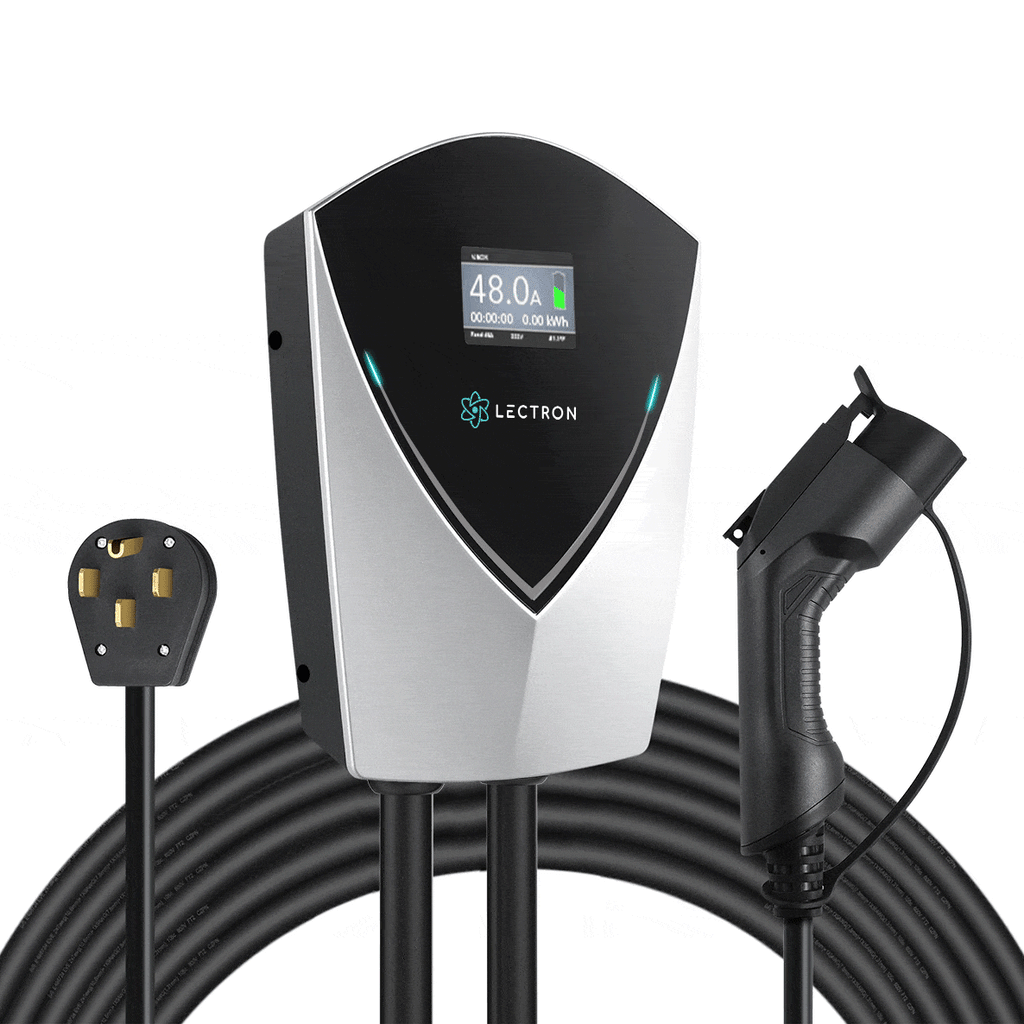 Kies Motorsports — front angle view of Lectron V-BOX 240V 48A Electric Vehicle (EV) Charging Station With NEMA 14-50 Plug