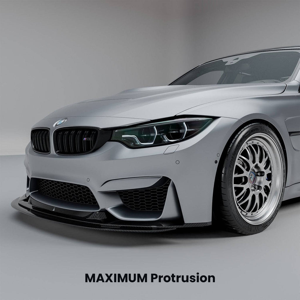 Kies-Motorsports MHC MHC+ BMW F80 M3 & F82/F83 M4 GTX Adjustable Front Aero Add On In Pre Preg Carbon Fibre