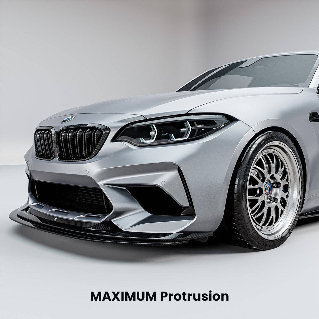 Kies-Motorsports MHC MHC+ BMW F87 M2 & M2 Competition GTX Adjustable Front Aero Add On In Pre Preg Carbon Fibre