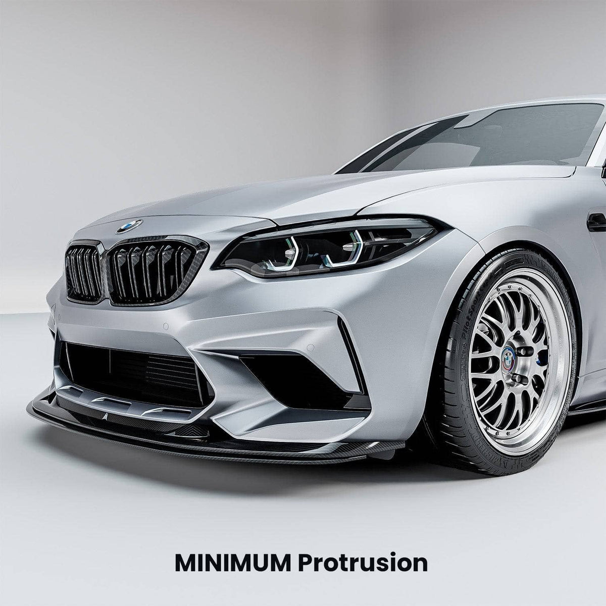 Kies-Motorsports MHC MHC+ BMW F87 M2 & M2 Competition GTX Adjustable Front Aero Add On In Pre Preg Carbon Fibre