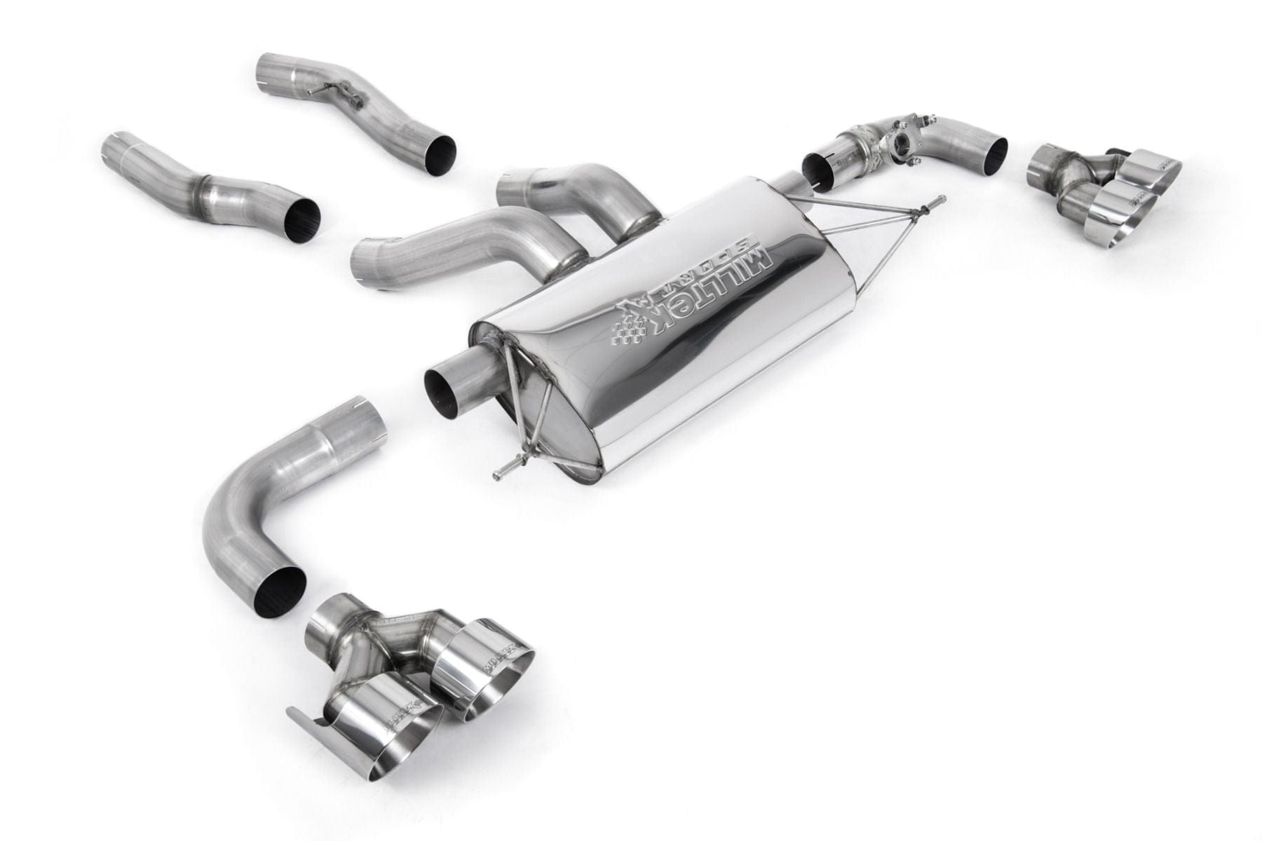 Kies-Motorsports Milltek PARTICULATE FILTER BACK EXHAUST SYSTEM WITH QUAD GT-100 POLISHED TRIMS Main image