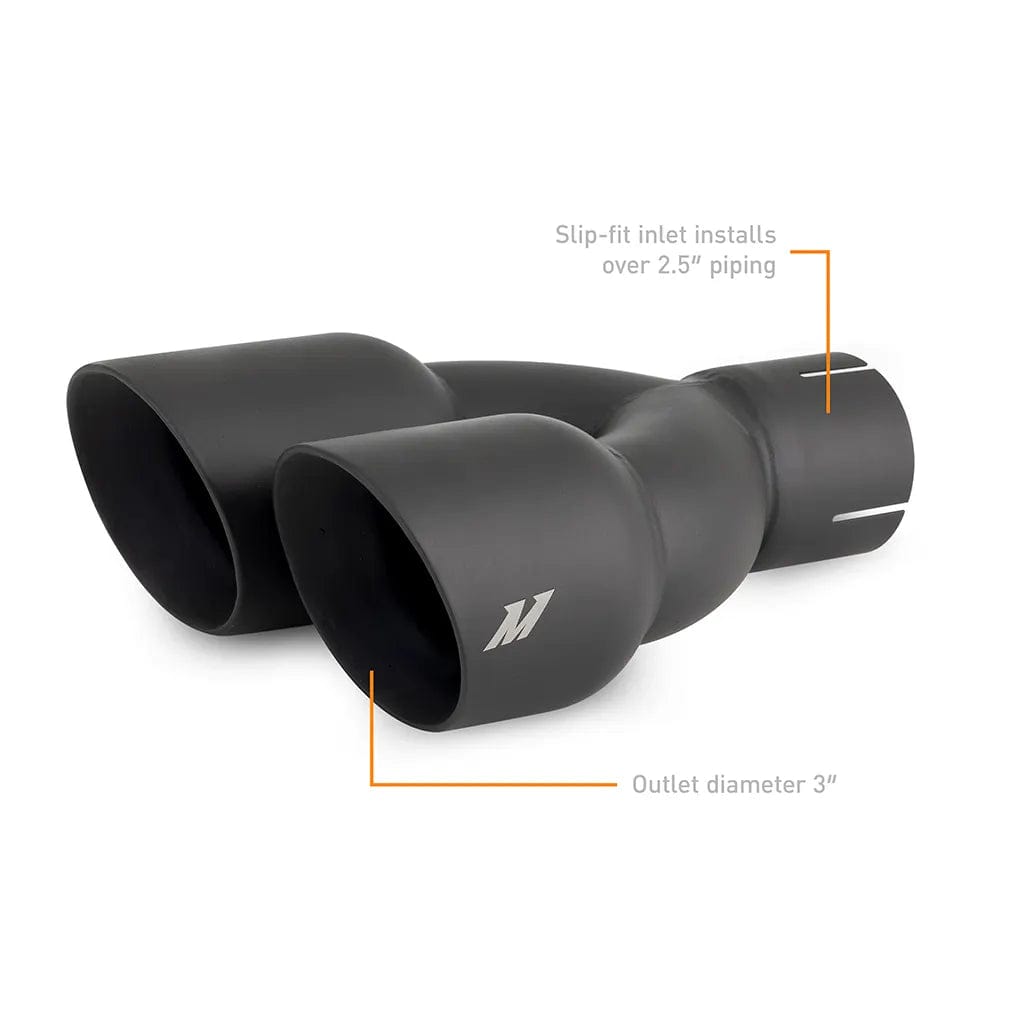 Kies-Motorsports Mishimoto Mishimoto Dual Offset Tips 2.5in Inlet 3in Outlet Slash Cut - Black Main image