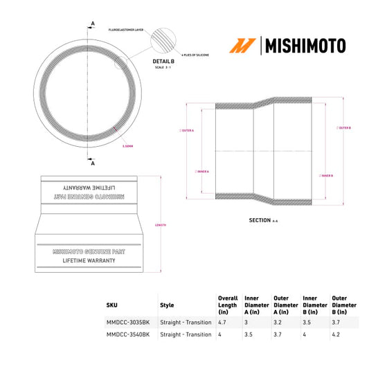 Kies-Motorsports Mishimoto Mishimoto Duracore 3.5in to 4in Transition Coupler