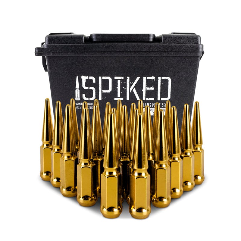 Kies-Motorsports Mishimoto Mishimoto Mishimoto Steel Spiked Lug Nuts M12 x 1.5 24pc Set Gold