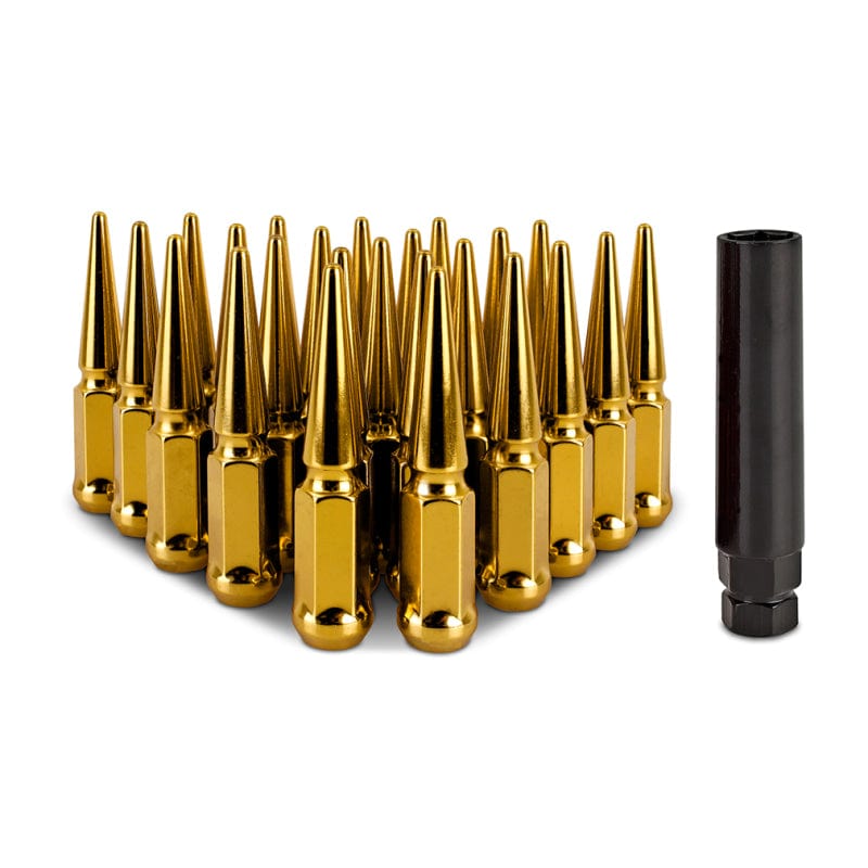 Kies-Motorsports Mishimoto Mishimoto Mishimoto Steel Spiked Lug Nuts M14 x 1.5 24pc Set Gold