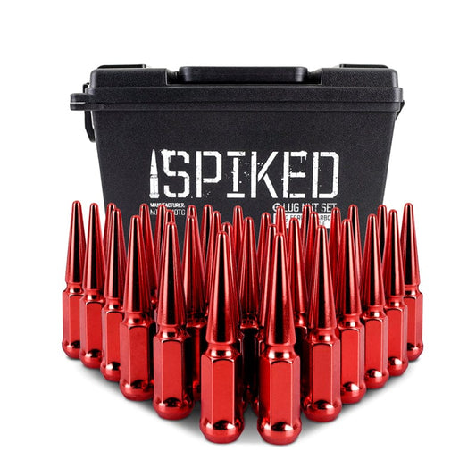 Kies-Motorsports Mishimoto Mishimoto Mishimoto Steel Spiked Lug Nuts M14 x 1.5 32pc Set Red