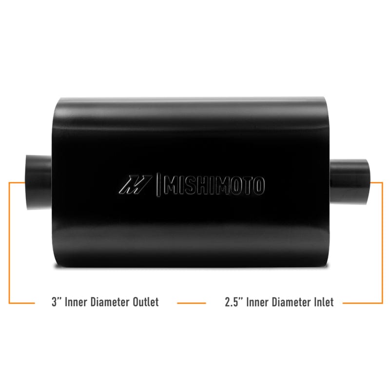 Kies-Motorsports Mishimoto Mishimoto Muffler with 2.5in Center Inlet/Outlet - Angled Tip - Black