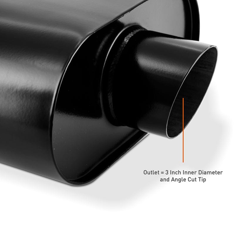 Kies-Motorsports Mishimoto Mishimoto Muffler with 3in Center Inlet/Outlet - Angled Tip - Black