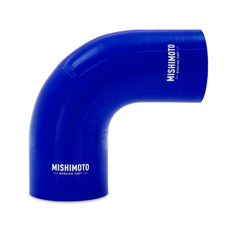 Kies-Motorsports Mishimoto Mishimoto Silicone Reducer Coupler 90 Degree 3in to 4in - Blue Main image