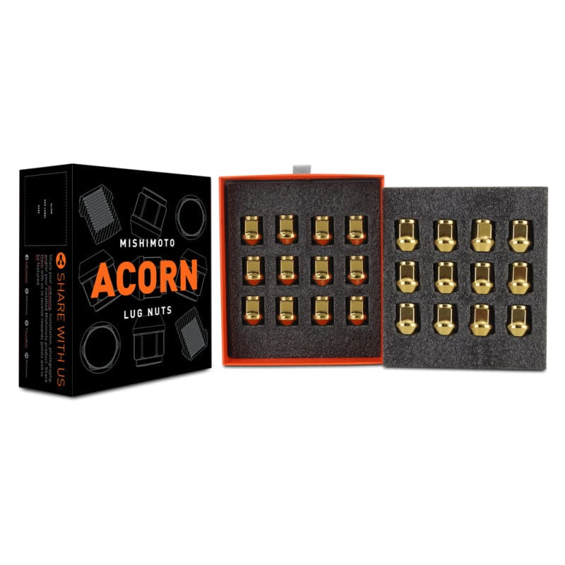 Kies-Motorsports Mishimoto Mishimoto Steel Acorn Lug Nuts M12 x 1.5 - 24pc Set - Gold
